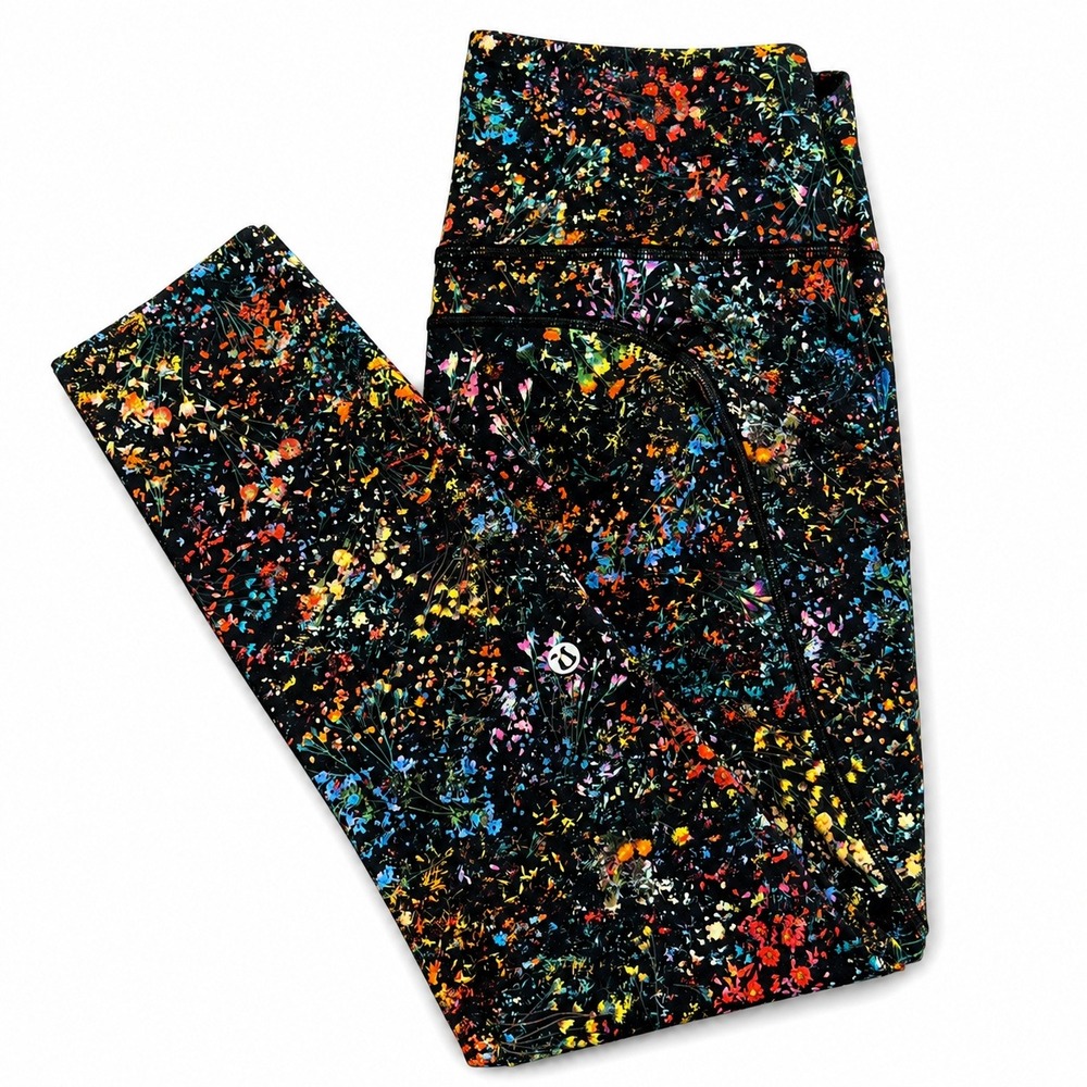 Lululemon Pace Rival High Rise Crop Leggings Floral Print Womens 6 - Picture 3 of 5